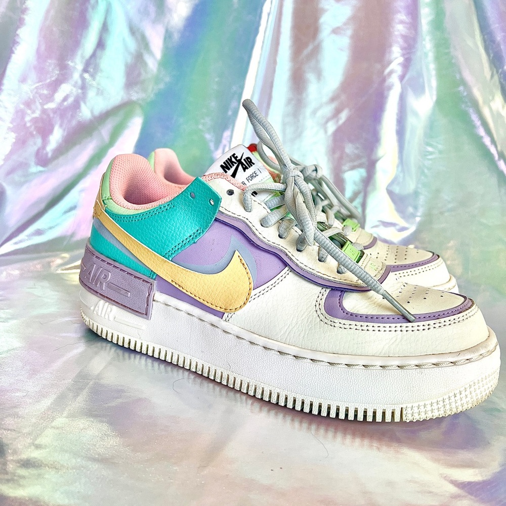 Nike Women's Pastel Ivory Air Force 1 Shadow Sneakers - Picture 4 of 8